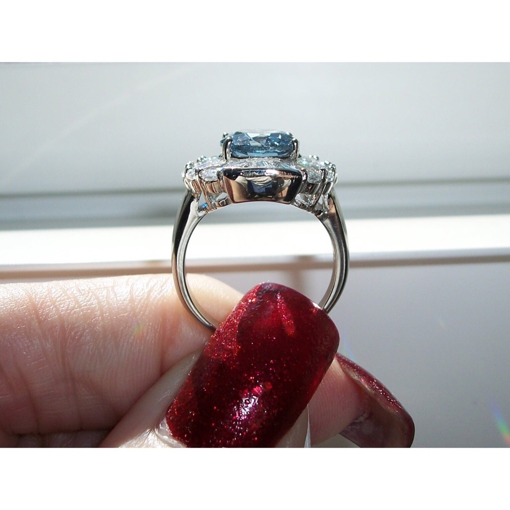 STAINLESS STEEL Simulated London Blue Topaz Ring - Picture 6 of 8